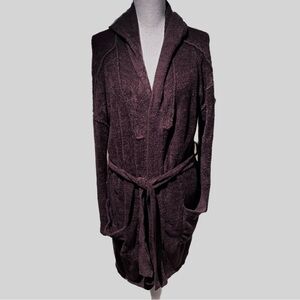 Barefoot Dreams CozyChic Lite Robe Size 3 Brown Belted Hood Soft Comfy Pockets